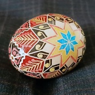 星湖圖案烏克蘭復活節彩蛋 純天然雞蛋彩繪藝術 手工裝飾品