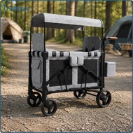 2 Seat Stroller Wagon Full-Length Canopy Foldable Stroller Wagon