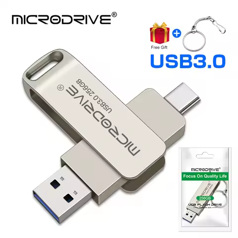 2 in 1 TYPE-C for Mobile Phone USB 3.0 Flash Drive 64GB Rotatable Black Memory Stick 128GB 256GB Pen