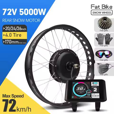 72V 5000W Fat Ebike Conversion Kit 20/24/26inch 4.0tire Rear Brushless Wheel Hub Motor For Snow Elec