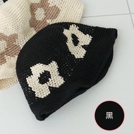 韓國配件連線 - 花朵印編織漁夫帽-黑 (FREE)