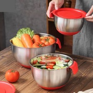 烘焙專家 - 【保鮮蓋｜防滑矽膠底｜內刻度】不銹鋼打蛋盆 連蓋打蛋碗 手柄打蛋碗 沙拉盆 沙拉碗 水果碗 烘焙盆 烘焙材料碗 蛋糕攪拌 奶油碗 奶油盆 帶蓋攪拌碗