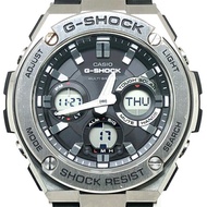 卡西歐 G-SHOCK 手錶 GST-W110-1A G-STEEL 電波太陽能金屬錶圈樹脂層保護結構雙 LED 照明模擬/數位雙顯銀色 x 黑色 2015 年 8 月發布