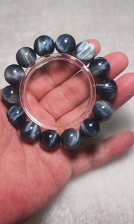 超高品 南非 絕礦 老礦料 白紋藍虎眼石手串 14MM+  雙面360度全貓眼紋路效果 虎晴石 彼得石  木變石 黃虎眼  金虎眼 紅虎眼 彩虎眼 脈輪 提升勇氣與表達 平衡情緒與提升自信