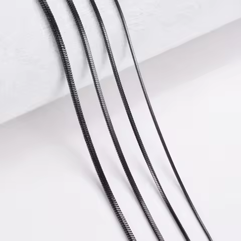 1 piece Black 316 Stainless steel Square Snake Chain Men Women Necklace Jewelry Width 0.9/1.2/1.5/2.