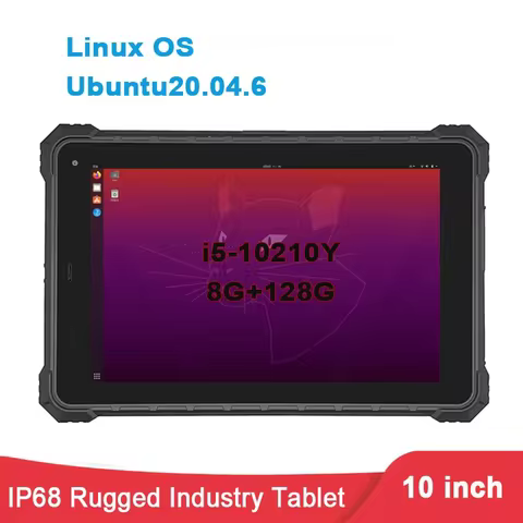 10 Inch Rugged Tablet LINUX OS Ubuntu 20.04.6 i5-10210Y CPU 8G+128G 2D Scanner IP68 Waterproof Indus