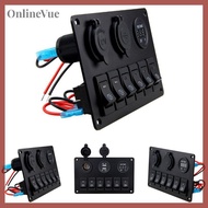 OnlineVue 6-GANG แผงควบคุมสวิตช์ไฟ LED Rocker Breaker วงจรเรือบรรทุกเรือเดินทะเล