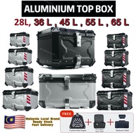 TopMotor Premium Aluminium Top Box 36L 45L 55L 65L Motor Box Storage Motorcycle Box Storage Motorbox