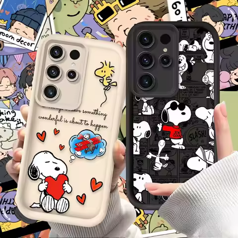 Snoopy Vintage Comic Style Soft Phone Case For Samsung Galaxy S26 S25 Edge S24 S23 Ultra S22 Plus S2