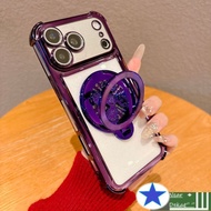 LLsimpleCute Casing Shining Rotating Bracket Clear Case Compatible For OPPO A98 A97 A96 A95 A94 A93