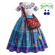 Girls Princess Costume Children Encanto Halloween Swing Flared Clothes Kids Printed Mirabel Cartoon