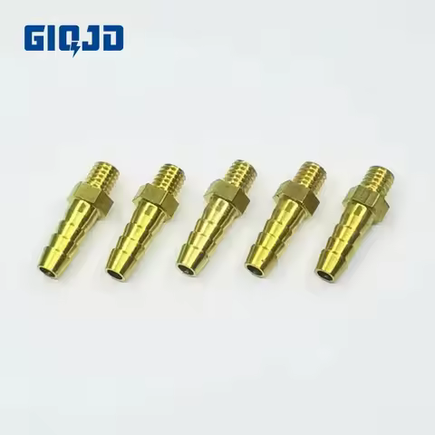 5PCS 3mm 4mm 5mm 6mm 8mm 10mm OD Hose Barb M3 M4 M5 M6 M8 M10 Metric Male Thread Brass Pipe Fitting 