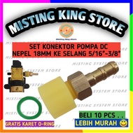 SET KONEKTOR POMPA DC 12V 18MM KE NEPEL SANCHIN SELANG 5/16 3/8 INCH