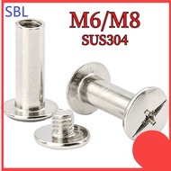 [SS-HX] 304 Stainless Steel Female Rivets Butt Screws Photo Album Ledger Nails M6/M8