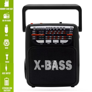 AM-038BT X-BASS FM/AM/SW1-8 10 Band Radio Antenna Wireless Rechargeable USB Bluetooth Speaker with LED Flashlight