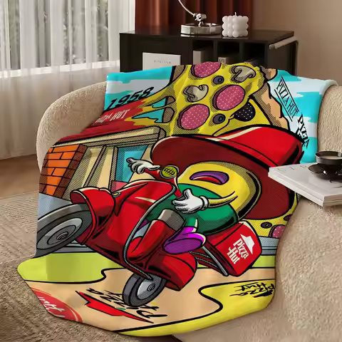 Throw Soft Blanket food P-Pizza Hut-t Throw Warm Soft Flannel Blanket, Multi-use for Sofa Bed Campin