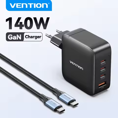 Vention 140W GaN Charger Kit USB Type C Charge For iPhone17 16 15 14 Pro Max iPad Samsung Laptops PD