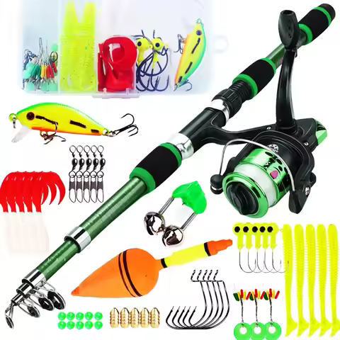 Spinning Fishing Rod and Reel Combo 1.8 m Telescopic Rod with 5.2:1 3BB Reel, Maximum Drag Force 5 k