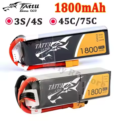 Tattu Lipo Battery 1800mAh 3S 4S 45C 75C 14.8V Lipo Batteries with XT60 Plug for RC FPV Racing Drone
