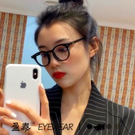 Versi KoreaVJenama Cermin Mata Hitam Myopia Retro Anti-Biru Bingkai Bulat Bingkai Merah Bersih dengan Kuku BerasGMCermin