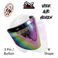 BOB HEATH V-Shape Rainbow Visor For 3 Button/Pin Helmet Topi Keledar Motorsikal Tinted Sunvisor Auto Hensem Magnum Bell