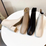 Ladies Martin Boots New Style Women's Boots European American Style Square Toe Back Zipper Short Boo