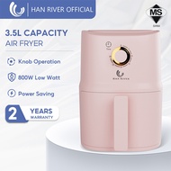 HAN RIVER Air Fryer 3.5L 800W Low Watt Non-Stick Coating 360°Hot Air Circulation Simple Knob HRAF04