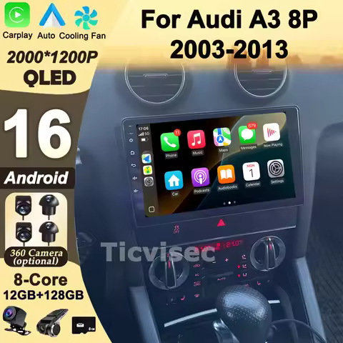 Android 16 Car Radio For Audi A3 8P 2003 - 2013 Multimedia GPS autoradio 4G WIFI DSP 8G+128G Carplay
