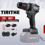 TIRITHE Cordless Impact Drill 13MM/ 10MM Hand Drill Brushless Motor with two Batteries