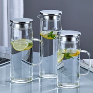 Glass Pitcher Clear Pitcher Pitsel with Lid and Spout 1-1.5L Cold Water Pitcher Iced Tea Pitcher