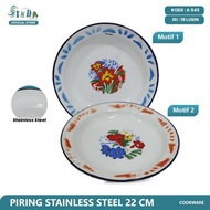 ( 1 Lusin ) Piring Enamel Jadul Motif Bunga / Piring Seng Enamel