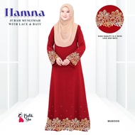 Jubah Abaya Alisha Kuning Lace dengan Batu Terbaru untuk RAYA 2025 Muslimah - Baju, Wanita