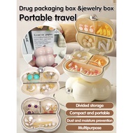 Portable mini jewelry box with organizer pill box medicine dispenser box pill jewelry box