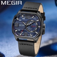 MEGIR Men Sport Watch Military Army Business Waterproof Male Clock Leather Quartz Man Wristwatch