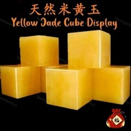 (MobilePartOnline45) Yellow Jade Cube Display Topaz Fung Shui Display