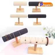 [Perfk1] Jewelry Display Stand T Bar Holder Storage Wooden Craft Shows Tabletop