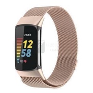 Syllere - 包送貨 -適用於 Fitbit Charge 6 / 5 xDfind 米蘭尼斯磁吸金屬錶帶 金色 S