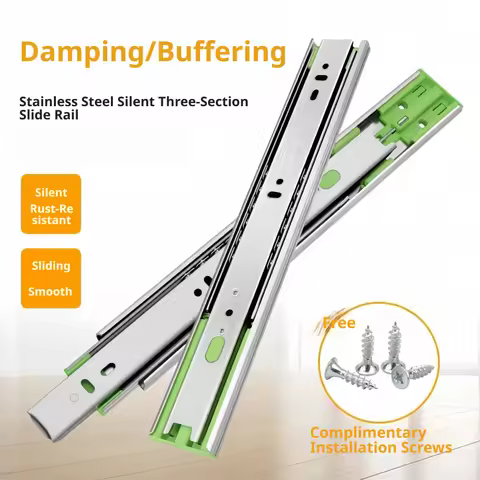 Household Undermount Drawer Guide Runner Stainless Steel 3 Section Silent Damping Buffer Drawer Slid