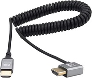 RIIEYOCA 90 Degree Right Angle UHD 4K HDMI Male to HDMI Male 18Gbps High Speed 2.0 Extender Coiled Cable Supports 4K@60Hz,1080p,ARC,3D,for Blu-ray Players,DVRs,HDTV,Roku Ultra Stretchable to 1M/3.3FT