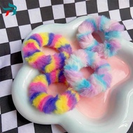 【B.two.】Female Imitation Rabbit Fur Hair Rope Colorful Plush Autumn Winter Hair Accessories B2
