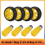 4PCS DC Electric Motor + Plastic TT Motor Tire Wheel Dual Shaft Gear Motor TT   for  Smart Car