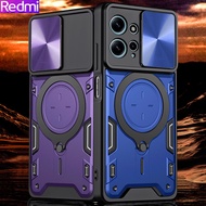 Redmi Note 12 Pro Plus Note 12S Note 11 Pro Note 11S Redmi 13C 12C Lens Protector Shockproof Heavy Hard Case with Metal Stand