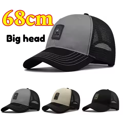 56-61cm 62-68cm Big Head XXL Man Cotton Mesh Baseball Caps Large Size Oversize Snapback Hat Summer P