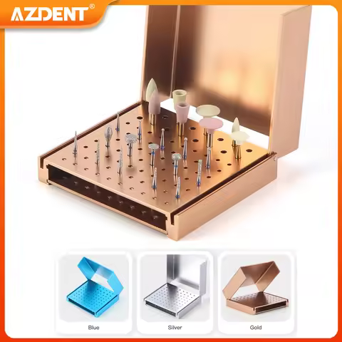 86/152 Holes AZDENT Dental Burs Holder Burs Cleaning Stand Box Case Autoclave Aluminum Sterilizable