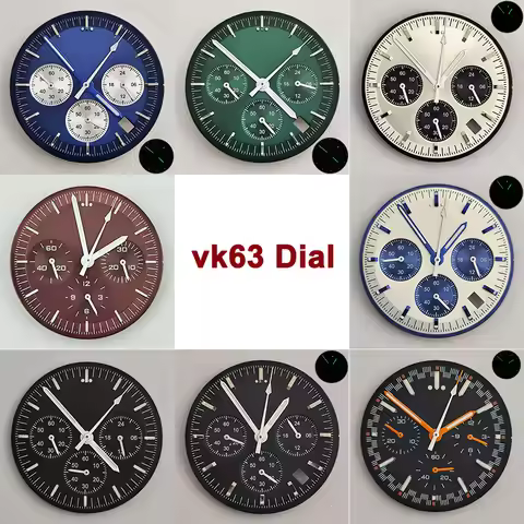 VK63 watch dial Green Luminous pointer suitable for VK63 movement VK63 dial pointer watch accessorie