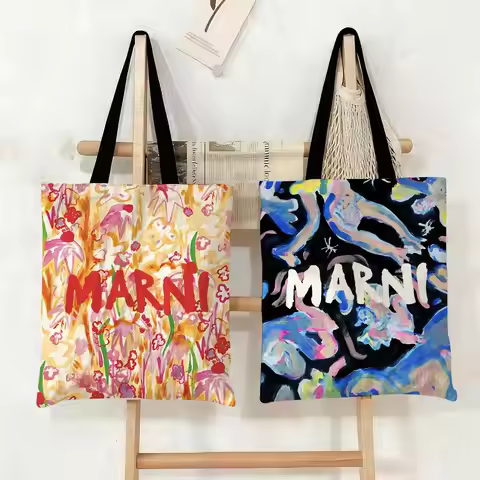 M-MARNI Fashion Luxury Storage Bags Large Eco Friendly Capacity Canvas Shopping Bag Shoulder Handbag