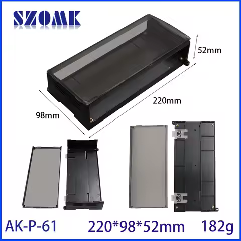 AK-P61Transparent Cover Mount PLC Din Rail Enclosure ABS Plastic Industrial Electrical Din Rail Encl
