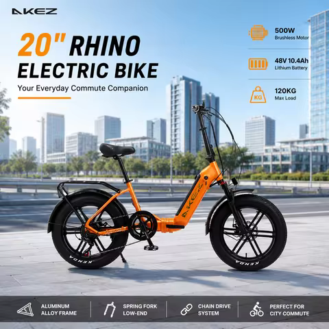 AKEZ E-Bike 20 Inch Folding Electric Bicycle 500W Motor 48V 10.4Ah Battery Eco-Friendly E-Bike for U