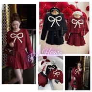 Puhouse (PLEASE: Message Shop before ordering)_Set of evening gown with big chest bow + 2m pleated c