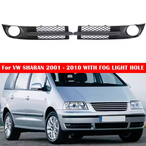 Car Front Bumper Fog Light Grille Grill For VW SHARAN 2001-2010 w/FOG LIGHT HOLE Left Right Fog Lamp